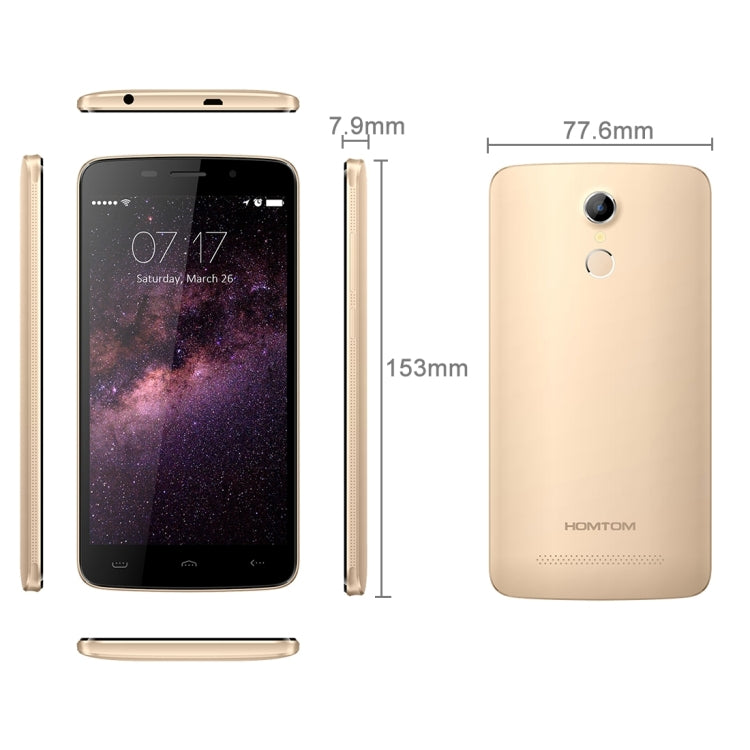 [HK Warehouse] HOMTOM HT17, 1GB+8GB, Fingerprint Identification, 5.5 inch Android 6.0, MT6737 Quad Core 1.1GHz, Support OTG, OTA, Network: 4G