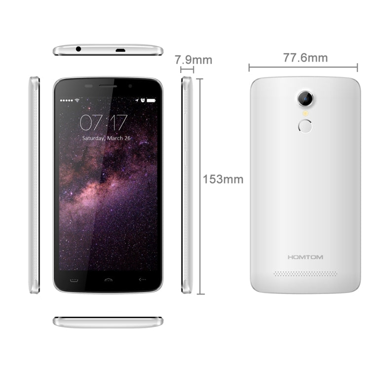 [HK Warehouse] HOMTOM HT17, 1GB+8GB, Fingerprint Identification, 5.5 inch Android 6.0, MT6737 Quad Core 1.1GHz, Support OTG, OTA, Network: 4G