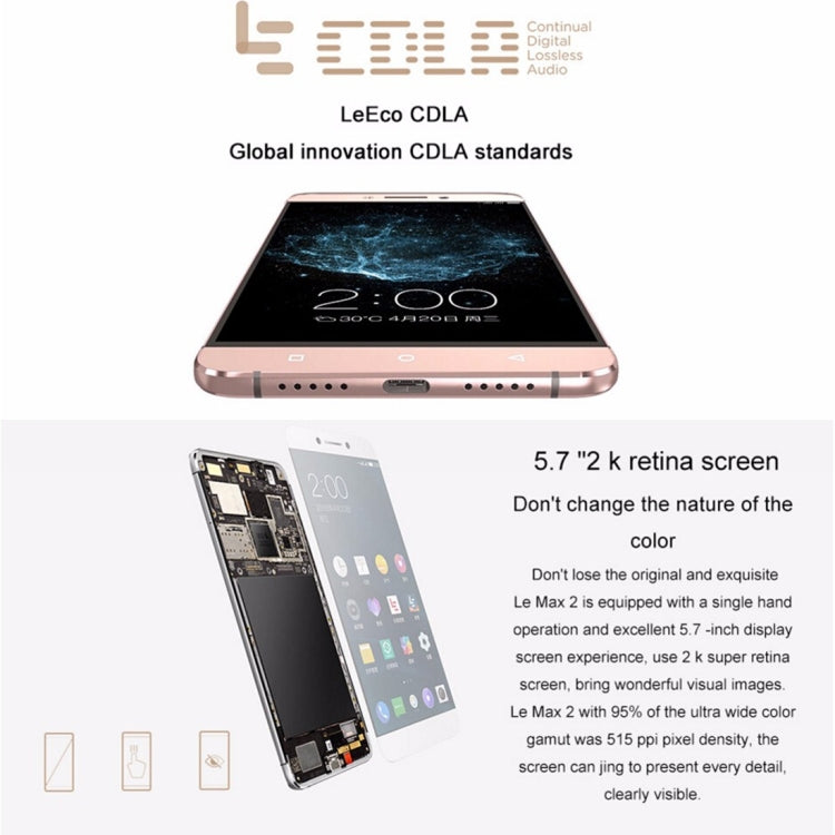 Letv Le Max 2 X820, 4GB+32GB, 21MP Back Camera, Fingerprint Identification, 5.7 inch eUI 5.8, Snapdragon 820 Quad Core 2.15GHz, Network: 4G(Rose Gold)