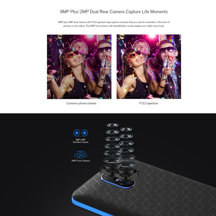 [HK Warehouse] HOMTOM S12, 1GB+8GB, Dual Back Cameras,  5.0 inch 18:9 Android 6.0 MTK6580 Quad Core up to 1.3GHz, Network: 3G, Dual SIM, OTA