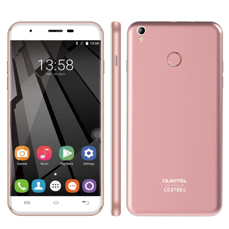 [HK Warehouse] OUKITEL U7 Plus, 2GB+16GB, Fingerprint Identification, 5.5 inch 2.5D Polished Android 6.0 MTK6737 Quad Core up to 1.3GHz, Network: 4G(Rose Gold)