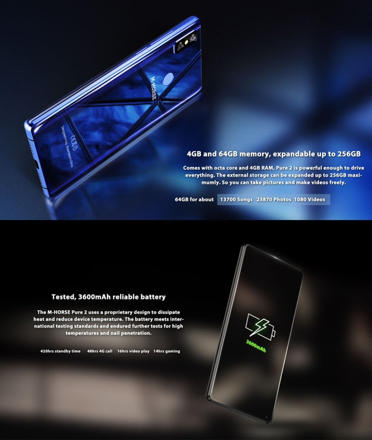 M-HORSE Pure 2, 4GB+64GB, Dual Back Cameras, Fingerprint Identification, 5.99 inch Android 7.0 MTK6750 Octa Core up to 1.5GHz, Network: 4G, Dual SIM