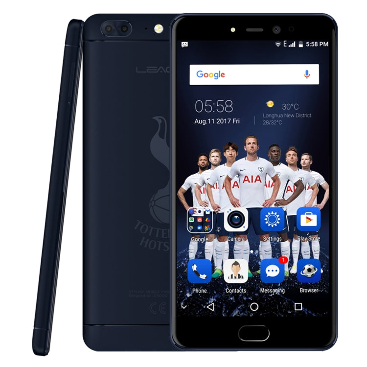 [HK Warehouse] LEAGOO T5 THFC, 4GB+64GB, Dual Back Cameras, Fingerprint Identification, 5.5 inch 2.5D Curved LEAGOO OS 3.0 (Android 7.0) MTK6750T Octa Core up to 1.5GHz, Network: 4G, Dual SIM(Dark Blue)