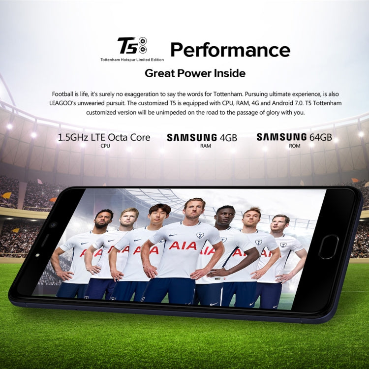 [HK Warehouse] LEAGOO T5 THFC, 4GB+64GB, Dual Back Cameras, Fingerprint Identification, 5.5 inch 2.5D Curved LEAGOO OS 3.0 (Android 7.0) MTK6750T Octa Core up to 1.5GHz, Network: 4G, Dual SIM(Dark Blue)