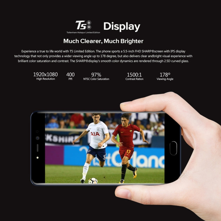 [HK Warehouse] LEAGOO T5 THFC, 4GB+64GB, Dual Back Cameras, Fingerprint Identification, 5.5 inch 2.5D Curved LEAGOO OS 3.0 (Android 7.0) MTK6750T Octa Core up to 1.5GHz, Network: 4G, Dual SIM(Dark Blue)