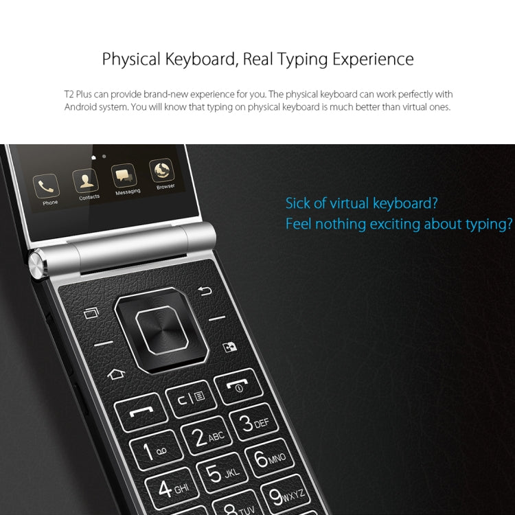 VKworld T2 Plus, 3GB+32GB, Flip Design, Double Camera Flash, 4.2 inch Dual Screens, Android 7.0 MTK6737 Quad Core, Physical Keyboard, Network: 4G(Black)