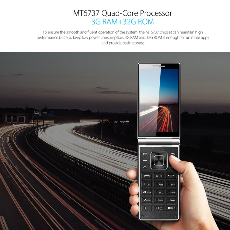 VKworld T2 Plus, 3GB+32GB, Flip Design, Double Camera Flash, 4.2 inch Dual Screens, Android 7.0 MTK6737 Quad Core, Physical Keyboard, Network: 4G(Black)