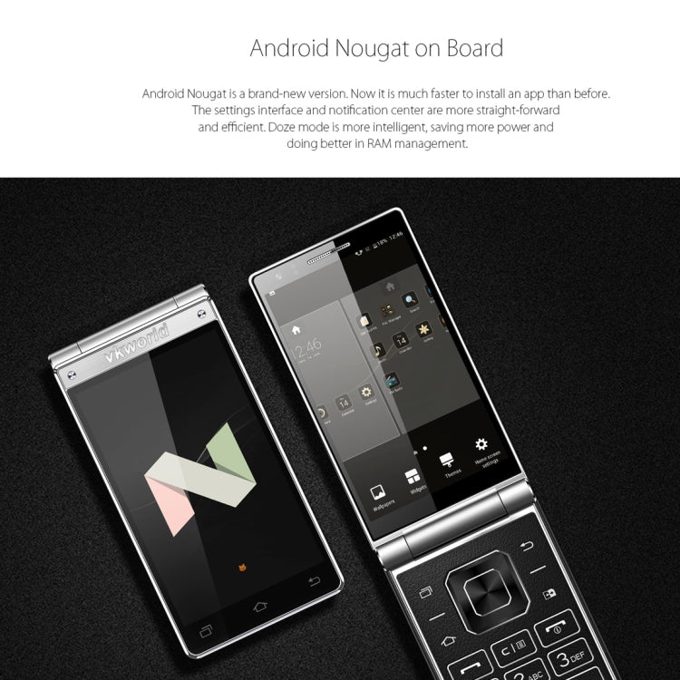 VKworld T2 Plus, 3GB+32GB, Flip Design, Double Camera Flash, 4.2 inch Dual Screens, Android 7.0 MTK6737 Quad Core, Physical Keyboard, Network: 4G(Black)
