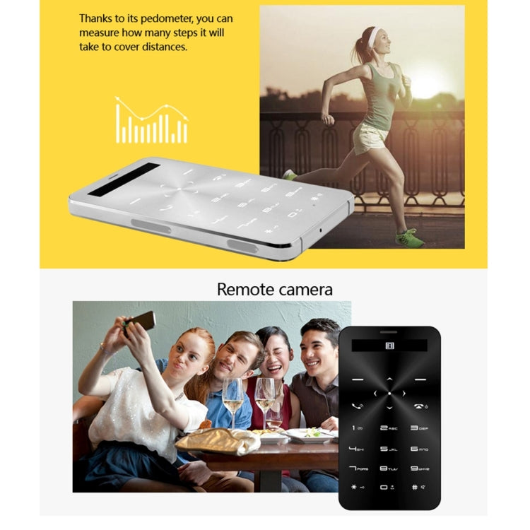 DAXIAN DXS5 Card Mobile Phone, Network: 2G, 6.5mm Ultra Thin Pocket Mini Slim Card Phone, QWERTY Keyboard, BT, Alarm, MP3 Music, Pedometer, Remote Capture