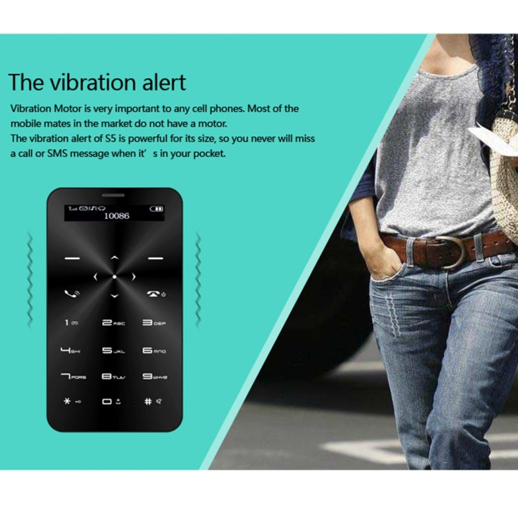 DAXIAN DXS5 Card Mobile Phone, Network: 2G, 6.5mm Ultra Thin Pocket Mini Slim Card Phone, QWERTY Keyboard, BT, Alarm, MP3 Music, Pedometer, Remote Capture