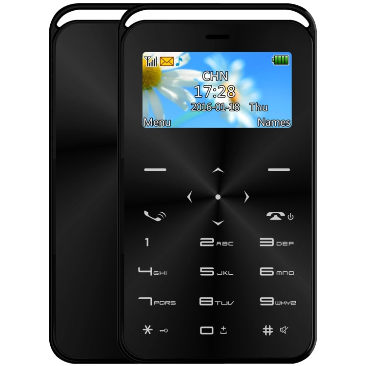 DAXIAN GS6 Card Mobile Phone, Network: 2G, 7.9mm Ultra Thin Pocket Mini Slim Card Phone, 1.69 inch, QWERTY Keyboard, BT, FM, Alarm, MP3 Music, Calendar, Calculator
