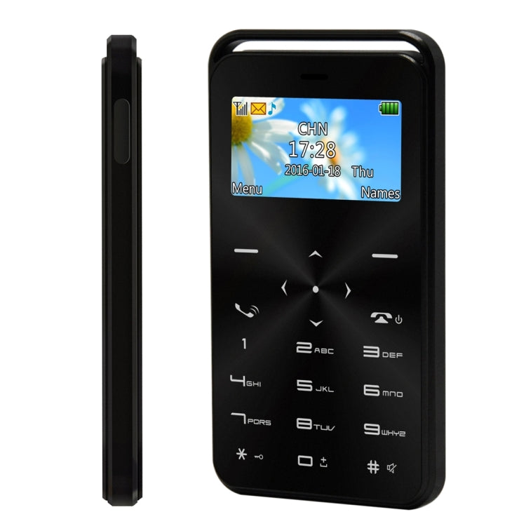 DAXIAN GS6 Card Mobile Phone, Network: 2G, 7.9mm Ultra Thin Pocket Mini Slim Card Phone, 1.69 inch, QWERTY Keyboard, BT, FM, Alarm, MP3 Music, Calendar, Calculator