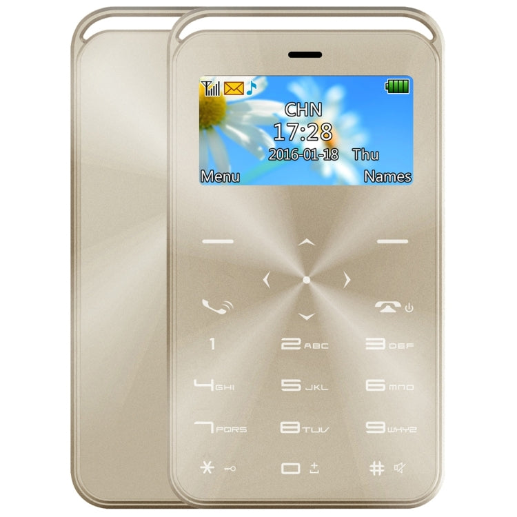 DAXIAN GS6 Card Mobile Phone, Network: 2G, 7.9mm Ultra Thin Pocket Mini Slim Card Phone, 1.69 inch, QWERTY Keyboard, BT, FM, Alarm, MP3 Music, Calendar, Calculator