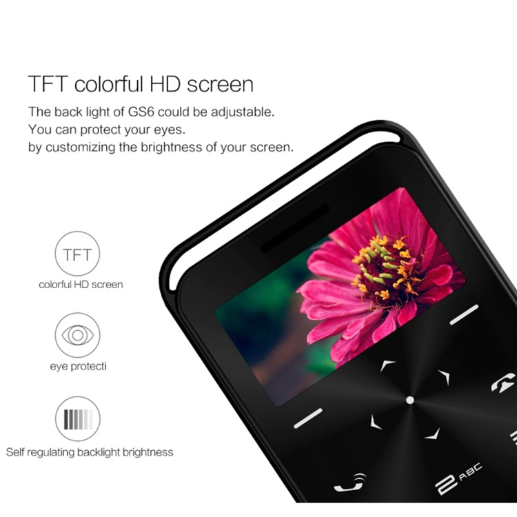 DAXIAN GS6 Card Mobile Phone, Network: 2G, 7.9mm Ultra Thin Pocket Mini Slim Card Phone, 1.69 inch, QWERTY Keyboard, BT, FM, Alarm, MP3 Music, Calendar, Calculator