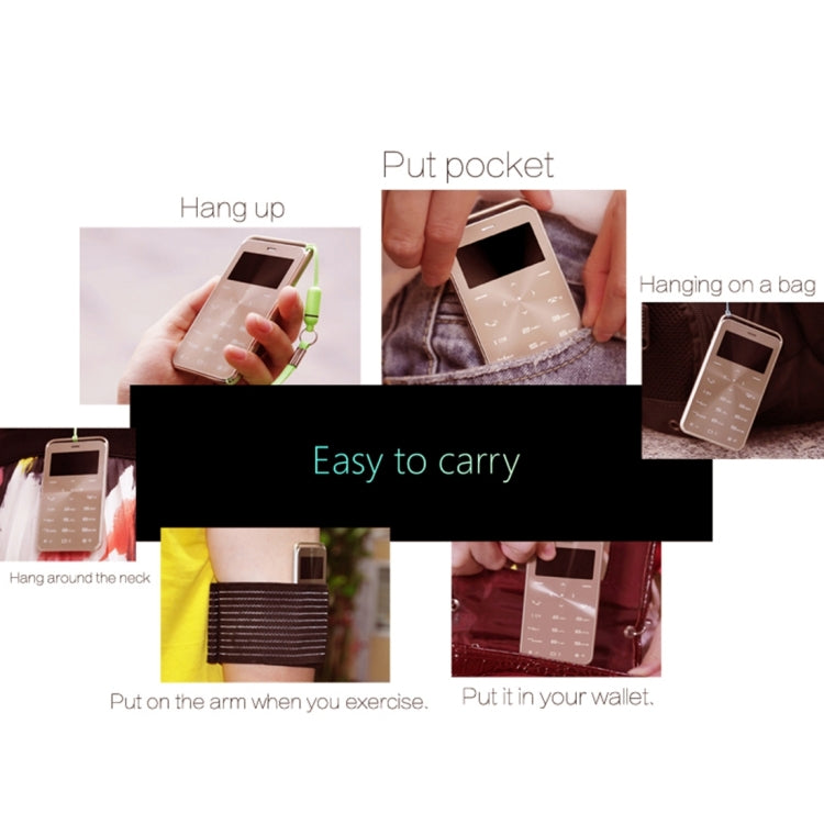 DAXIAN GS6 Card Mobile Phone, Network: 2G, 7.9mm Ultra Thin Pocket Mini Slim Card Phone, 1.69 inch, QWERTY Keyboard, BT, FM, Alarm, MP3 Music, Calendar, Calculator