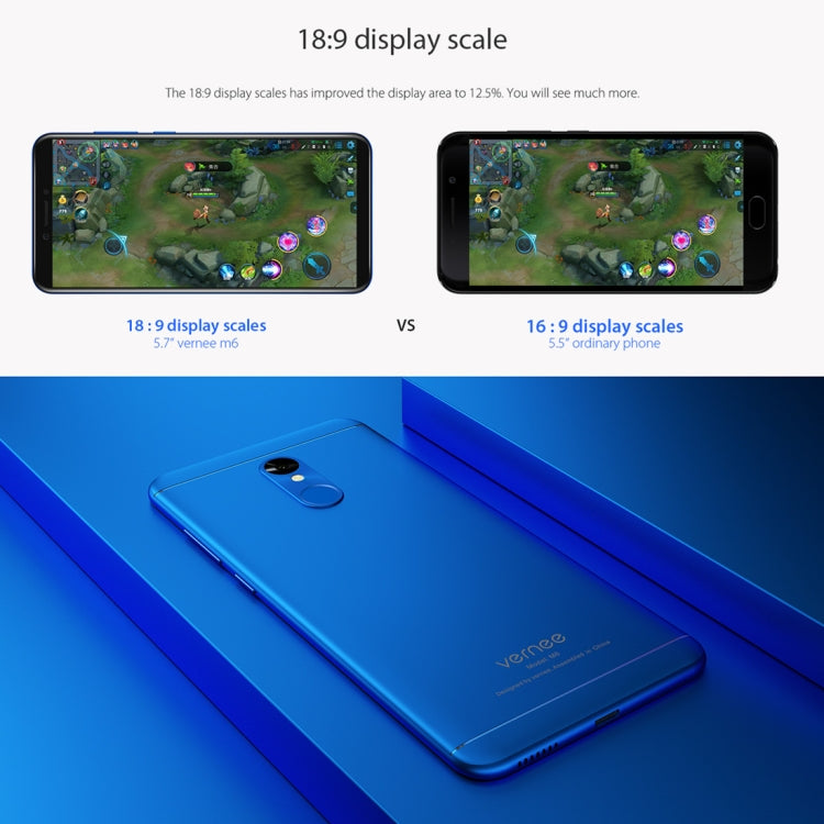 [HK Warehouse] Vernee M6, 4GB+64GB, Fingerprint Identification, 5.7 inch Android 7.0 MTK6750 Octa Core up to 1.5GHz, Network: 4G