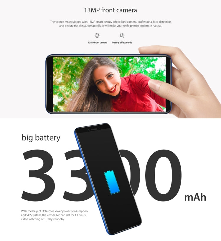 [HK Warehouse] Vernee M6, 4GB+64GB, Fingerprint Identification, 5.7 inch Android 7.0 MTK6750 Octa Core up to 1.5GHz, Network: 4G