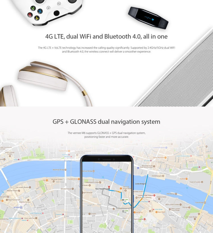 [HK Warehouse] Vernee M6, 4GB+64GB, Fingerprint Identification, 5.7 inch Android 7.0 MTK6750 Octa Core up to 1.5GHz, Network: 4G