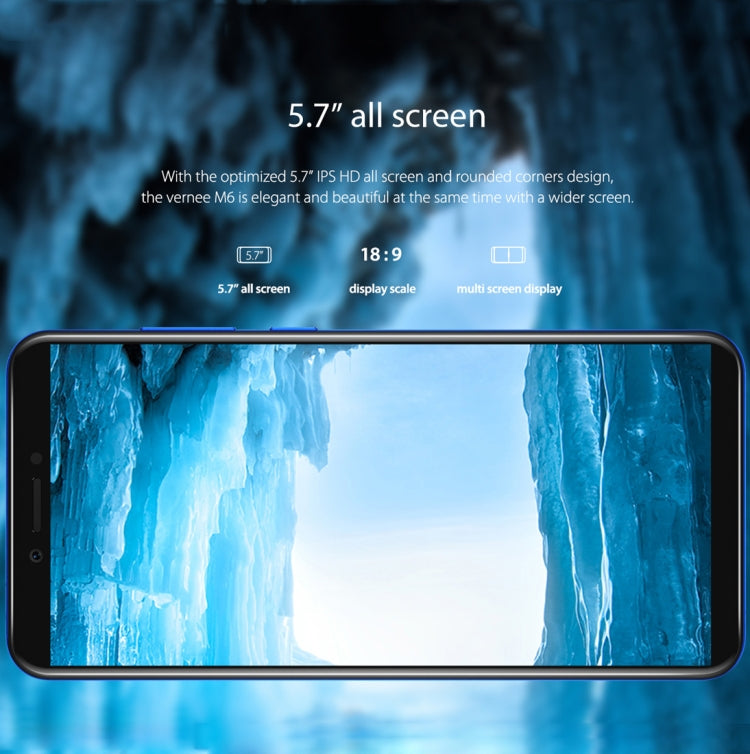 [HK Warehouse] Vernee M6, 4GB+64GB, Fingerprint Identification, 5.7 inch Android 7.0 MTK6750 Octa Core up to 1.5GHz, Network: 4G
