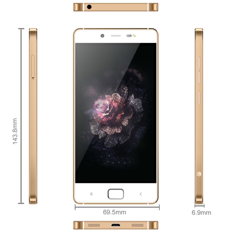 [HK Warehouse] LEAGOO Elite 1, 3GB+32GB, 5.0 inch Android 5.1 MTK6753 ARM Cortex-A53 Octa Core 1.3GHz, Network: 4G(Gold)