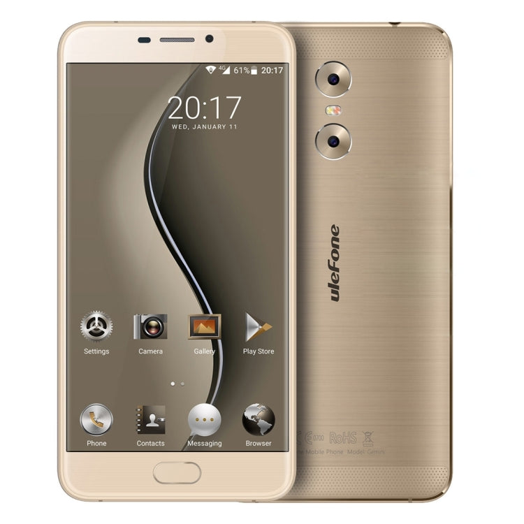 [HK Warehouse] Ulefone Gemini, 3GB+32GB, Front Fingerprint Identification, Dual Rear Cameras, 5.5 inch Android 6.0 MTK6737T Quad Core up to 1.5GHz, OTG, Network: 4G(Gold)