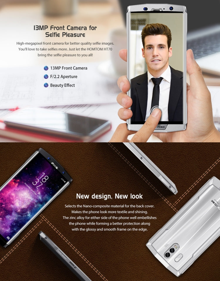 [HK Warehouse] HOMTOM HT70, 4GB+64GB, Dual Back Cameras, Fingerprint Identification, 10000mAh Battery, 6.0 inch Android 7.0 MTK6750T Octa Core up to 1.5GHz, Network: 4G, Dual SIM