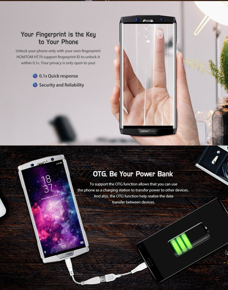 [HK Warehouse] HOMTOM HT70, 4GB+64GB, Dual Back Cameras, Fingerprint Identification, 10000mAh Battery, 6.0 inch Android 7.0 MTK6750T Octa Core up to 1.5GHz, Network: 4G, Dual SIM