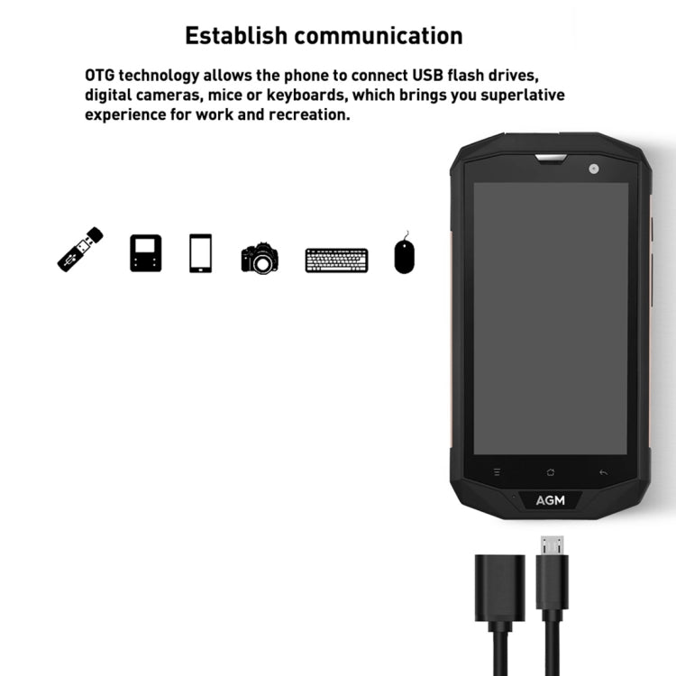 AGM A8 Triple Proofing Phone, 3GB+32GB, US Version, 4050mAh Battery, IP68 Waterproof Dustproof Shockproof, 5.0 inch Android 7.0 Qualcomm MSM8916 Quad Core, Network: 4G, Dual SIM, OTG, NFC (Gold)