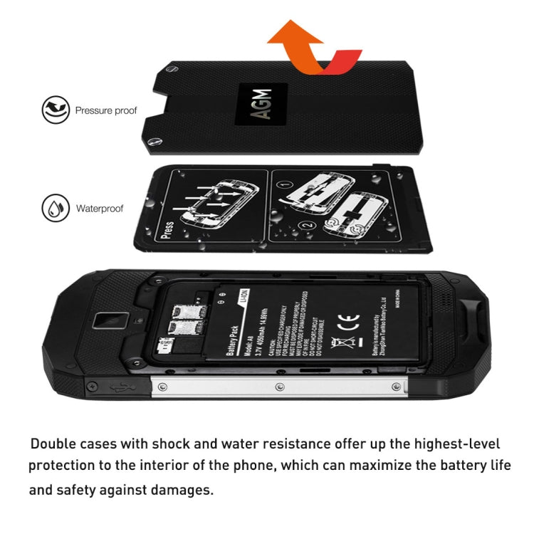 AGM A8 SE Triple Proofing Phone, 2GB+16GB, 4050mAh Battery, IP68 Waterproof Dustproof Shockproof, 5.0 inch Android 7.0 Qualcomm MSM8916 Quad Core, Network: 4G, Dual SIM, OTG(Black)