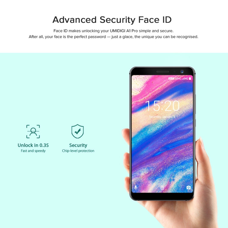 [HK Warehouse] UMIDIGI A1 Pro, Dual 4G, 3GB+16GB, Dual Back Cameras, Face & Fingerprint Identification,  5.5 inch Android 8.1 MTK6739 Quad Core up to 1.5GHz, Network: 4G, Dual SIM, VoLTE
