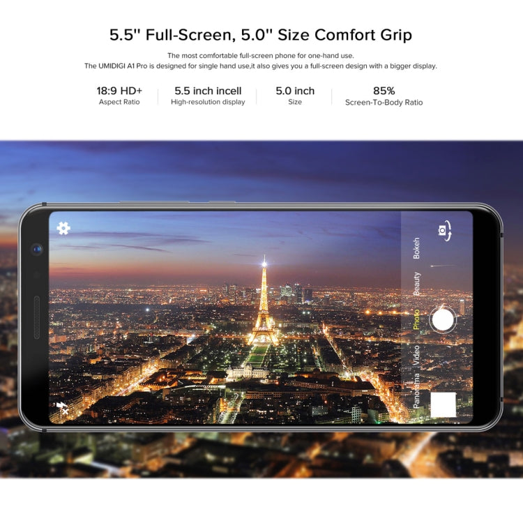 [HK Warehouse] UMIDIGI A1 Pro, Dual 4G, 3GB+16GB, Dual Back Cameras, Face & Fingerprint Identification,  5.5 inch Android 8.1 MTK6739 Quad Core up to 1.5GHz, Network: 4G, Dual SIM, VoLTE