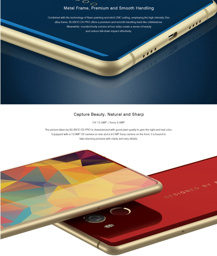 [HK Warehouse] BLUBOO D5 Pro, 3GB+32GB, Fingerprint Identification, 5.5 inch Android 7.0 MTK6737 Quad Core up to 1.3GHz, Network: 4G,  Dual SIM