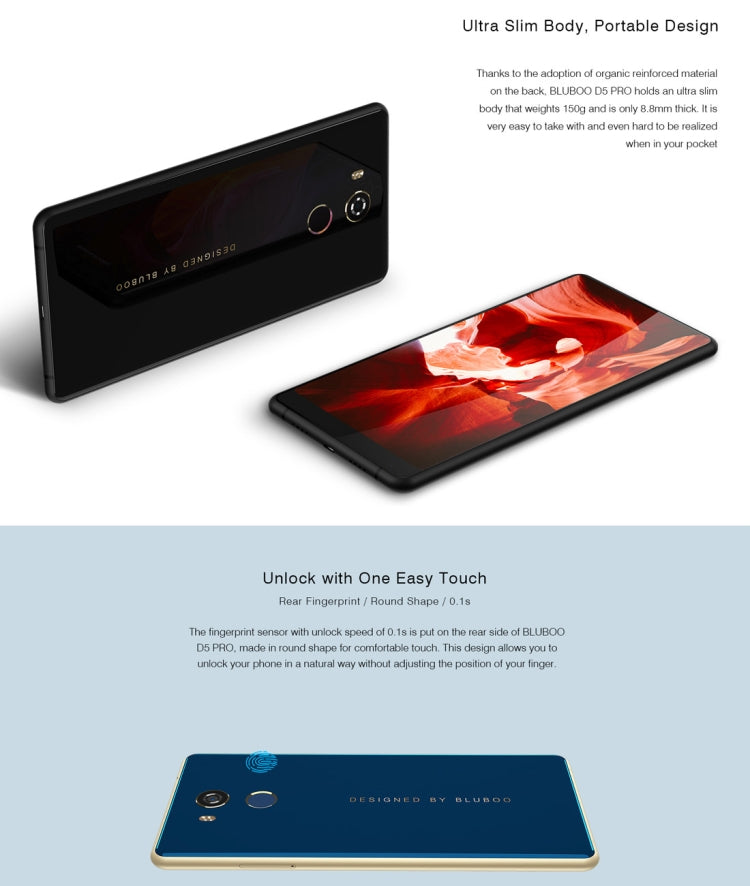 [HK Warehouse] BLUBOO D5 Pro, 3GB+32GB, Fingerprint Identification, 5.5 inch Android 7.0 MTK6737 Quad Core up to 1.3GHz, Network: 4G,  Dual SIM