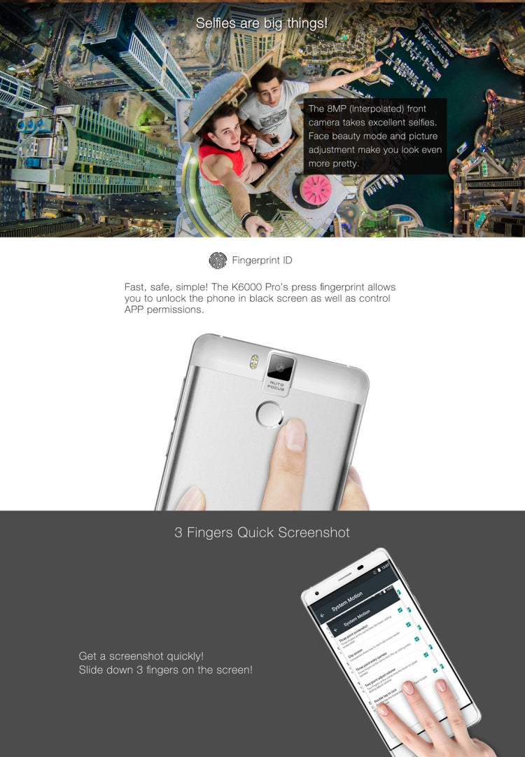 [HK Warehouse] OUKITEL K6000 Pro, 3GB+32GB, 6000mAh Battery, 5.5 inch Android 6.0 MTK6753 Octa Core 1.3GHZ, Network: 4G, OTG, OTA, GPS, FM, with CE Certification