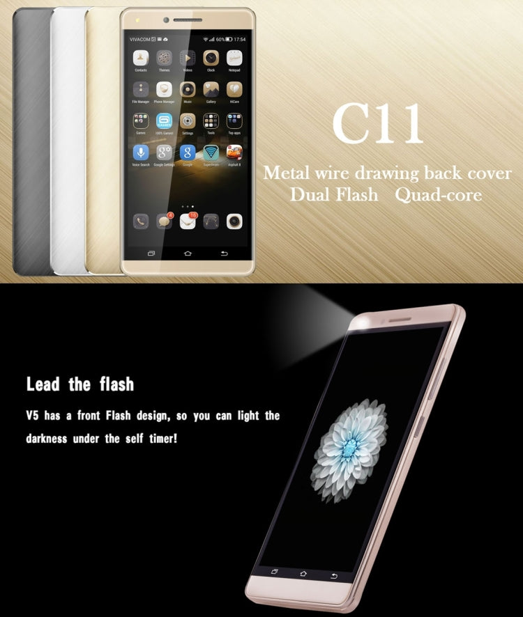 CMX C11, 1GB+8GB, 5.0 inch 2.5D HotKnot, Android 5.1 MTK6580 Quad Core 1.3GHz, Network: 3G(Gold)