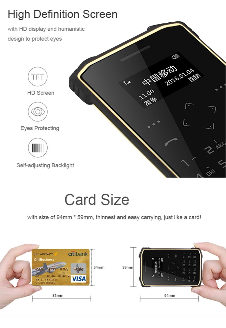 iMAN S1 PRO Waterproof Phone, 8GB, 7.2mm Thickness Card Style, Pedometer / Anti-lost, Single SIM, Network: 2G