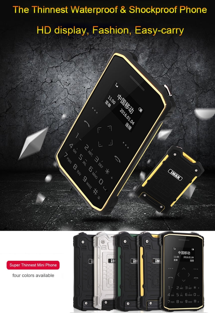 iMAN S1 PRO Waterproof Phone, 8GB, 7.2mm Thickness Card Style, Pedometer / Anti-lost, Single SIM, Network: 2G