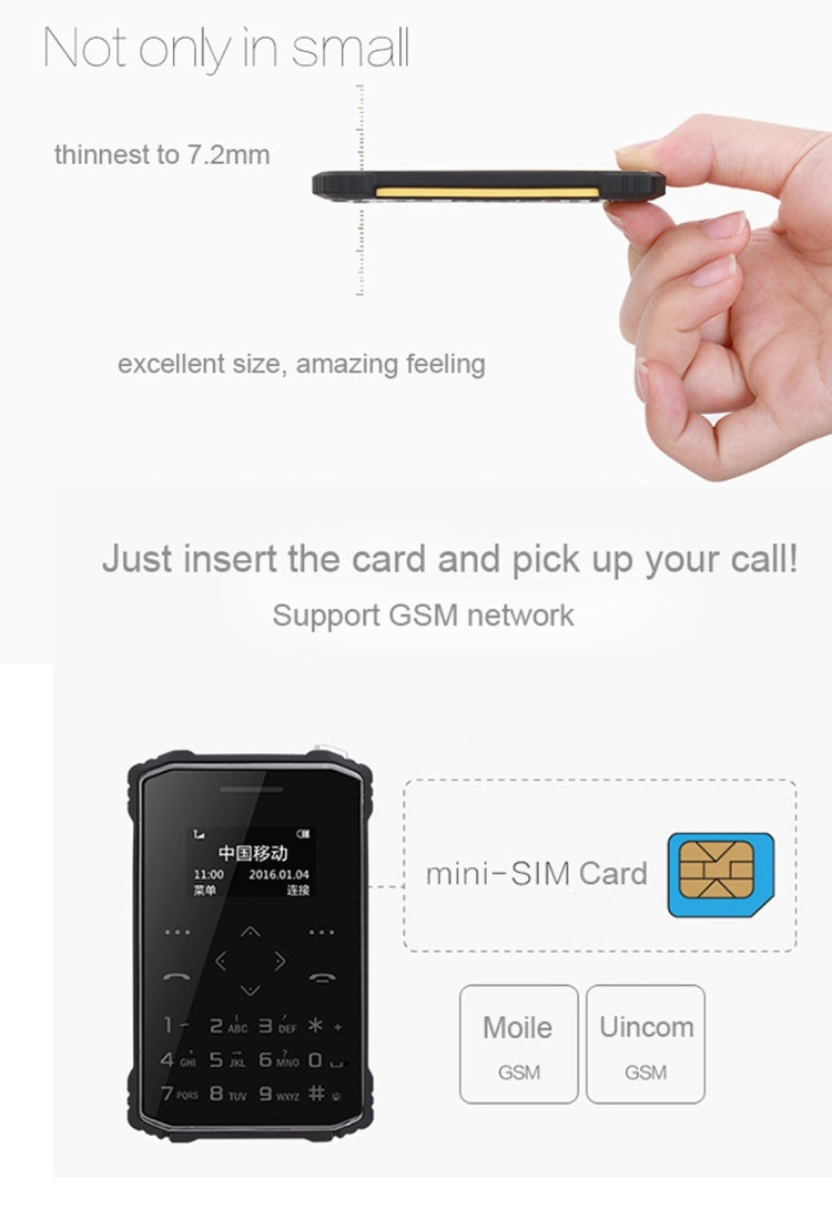 iMAN S1 PRO Waterproof Phone, 8GB, 7.2mm Thickness Card Style, Pedometer / Anti-lost, Single SIM, Network: 2G