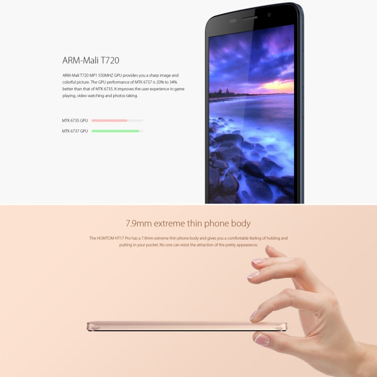 [HK Warehouse] HOMTOM HT17 Pro, 2GB+16GB, Fingerprint Identification, 5.5 inch Android 6.0, MTK6737 Quad Core, Network: 4G, OTG, OTA