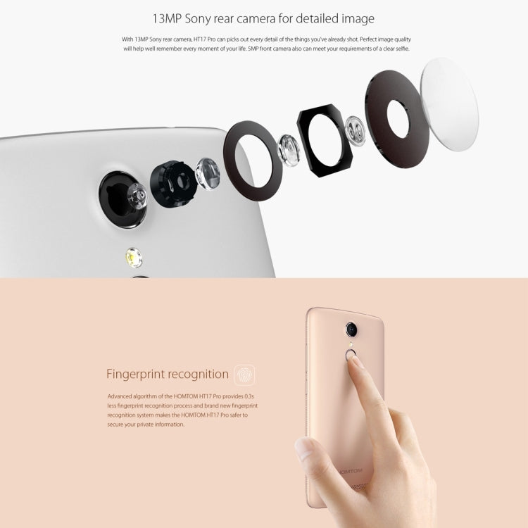 [HK Warehouse] HOMTOM HT17 Pro, 2GB+16GB, Fingerprint Identification, 5.5 inch Android 6.0, MTK6737 Quad Core, Network: 4G, OTG, OTA