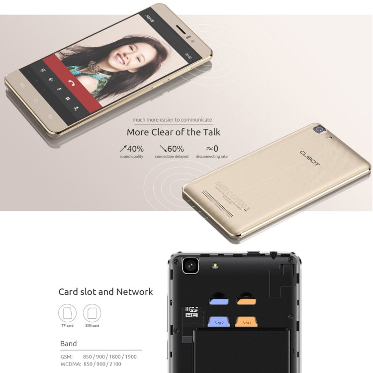 [HK Warehouse] CUBOT Rainbow, 1GB+16GB, 5.0 inch Android 6.0 MTK6580 Quad-Core 1.3GHz, Network: 3G