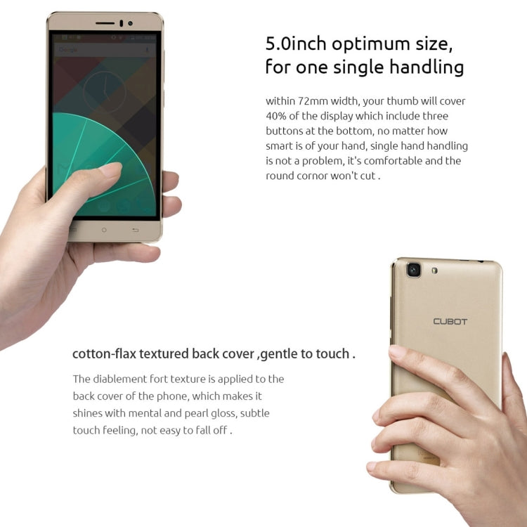 [HK Warehouse] CUBOT Rainbow, 1GB+16GB, 5.0 inch Android 6.0 MTK6580 Quad-Core 1.3GHz, Network: 3G