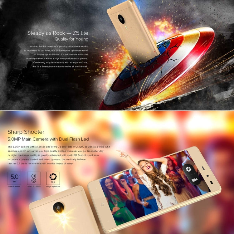 [HK Warehouse] LEAGOO Z5 Lte, 1GB+8GB, 5.0 inch Android 5.1 MTK6735WM Cortex A7 Quad Core 1.0GHz, Network: 4G(Black)