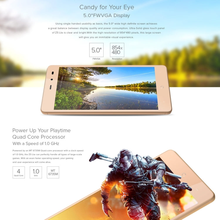[HK Warehouse] LEAGOO Z5 Lte, 1GB+8GB, 5.0 inch Android 5.1 MTK6735WM Cortex A7 Quad Core 1.0GHz, Network: 4G(Black)