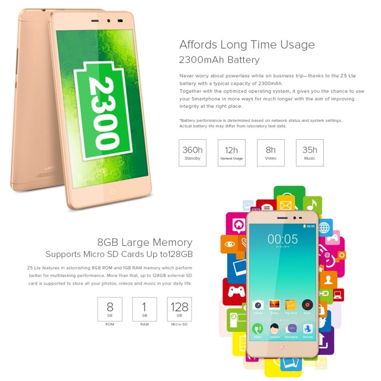 [HK Warehouse] LEAGOO Z5 Lte, 1GB+8GB, 5.0 inch Android 5.1 MTK6735WM Cortex A7 Quad Core 1.0GHz, Network: 4G(Black)