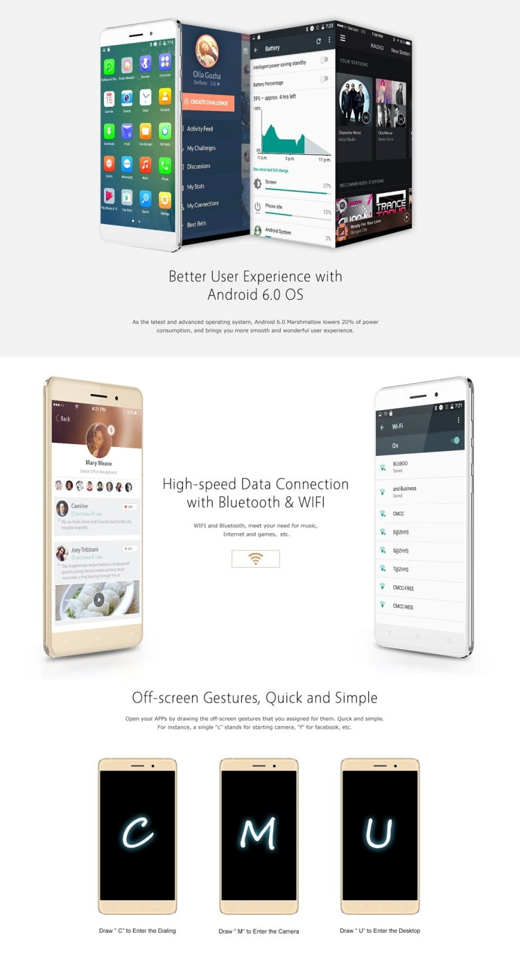 [HK Warehouse] BLUBOO Maya, 2GB+16GB, 5.5 inch Android 6.0 MTK6580A Quad Core up to 1.3GHz, Network: 3G(Gold)