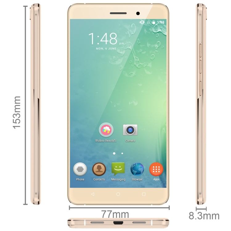 [HK Warehouse] BLUBOO Maya, 2GB+16GB, 5.5 inch Android 6.0 MTK6580A Quad Core up to 1.3GHz, Network: 3G(Gold)