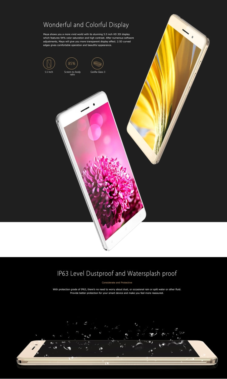[HK Warehouse] BLUBOO Maya, 2GB+16GB, 5.5 inch Android 6.0 MTK6580A Quad Core up to 1.3GHz, Network: 3G(Gold)
