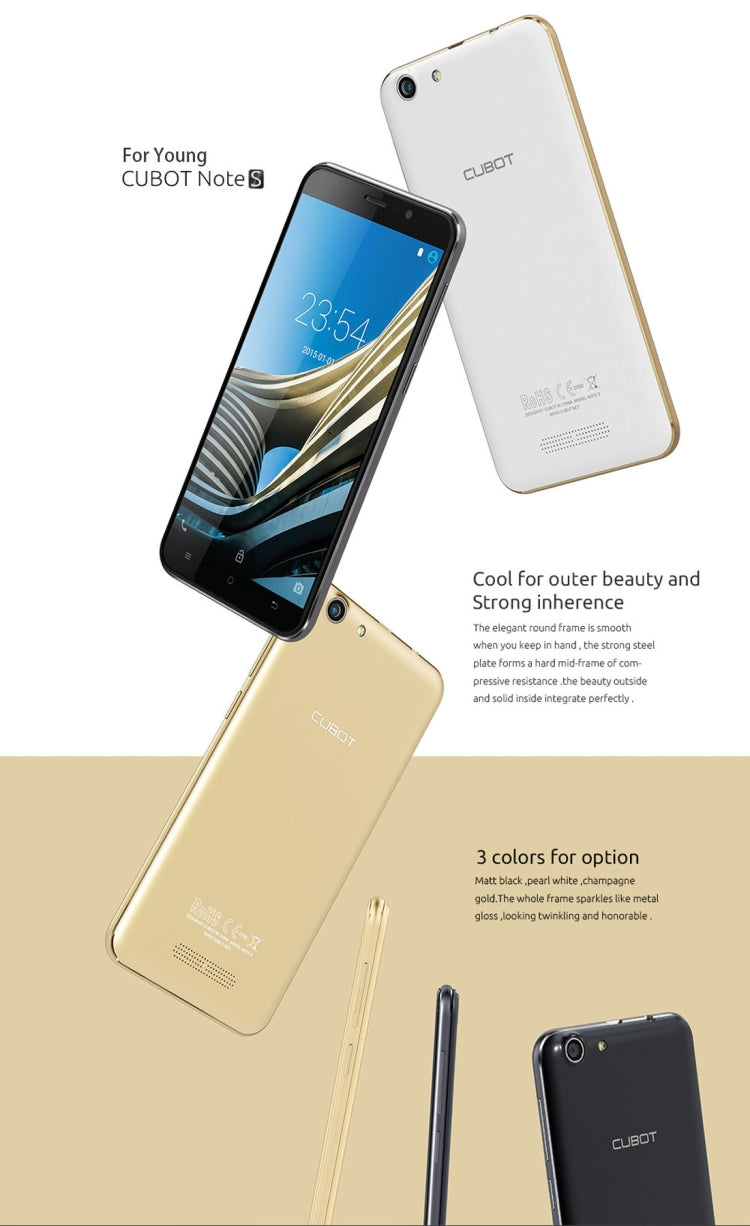 CUBOT NOTE S, 2GB+16GB, 5.5 inch Android 5.1 MTK6580 Quad-Core 1.3GHz, Network: 3G(Black)