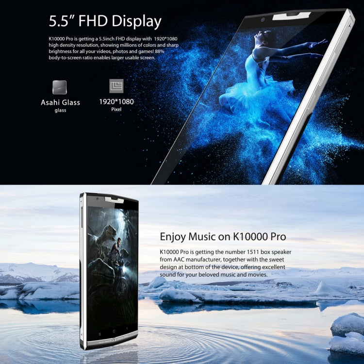 [HK Warehouse] OUKITEL K10000 Pro, 4GB+64GB, Fingerprint Identification, 10000mAh Battery, 5.5 inch Android 7.0 MTK6750T Octa Core up to 1.5GHz, Network: 4G, OTG(Black)